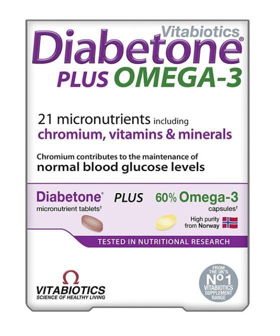 Vitabiotics Diabetone Plus Omega 3 Dual Pack 56 Tablets Capsules Uk Direct